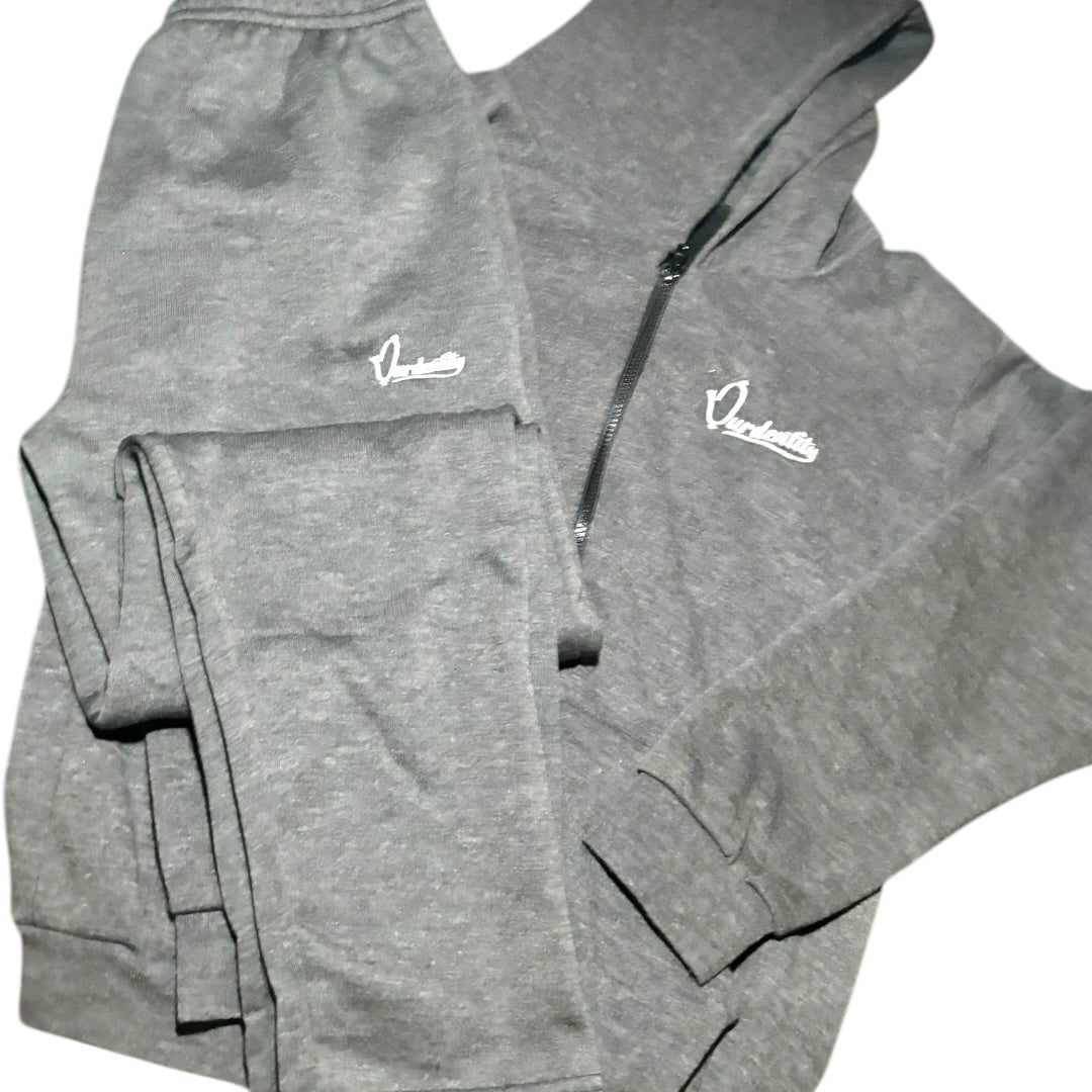 Smoke Grey Zip Tracksuit with Open Ankle Bottom