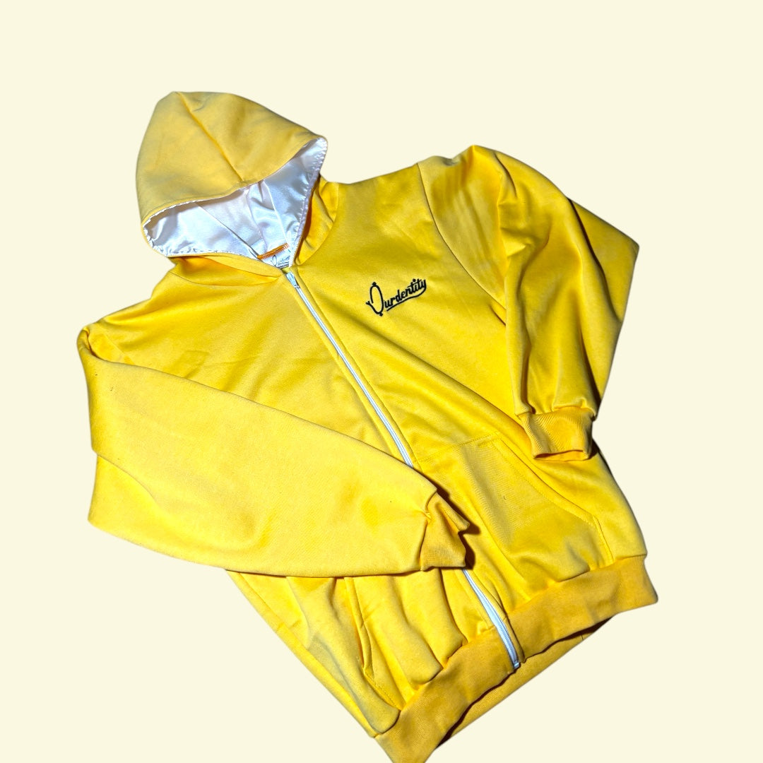 Satin Lined Yellow Zip Hoodie