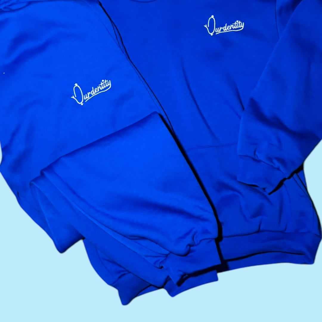 Royal Blue Overhead Tracksuit with Satin Lined Hood and Cuffed Bottoms