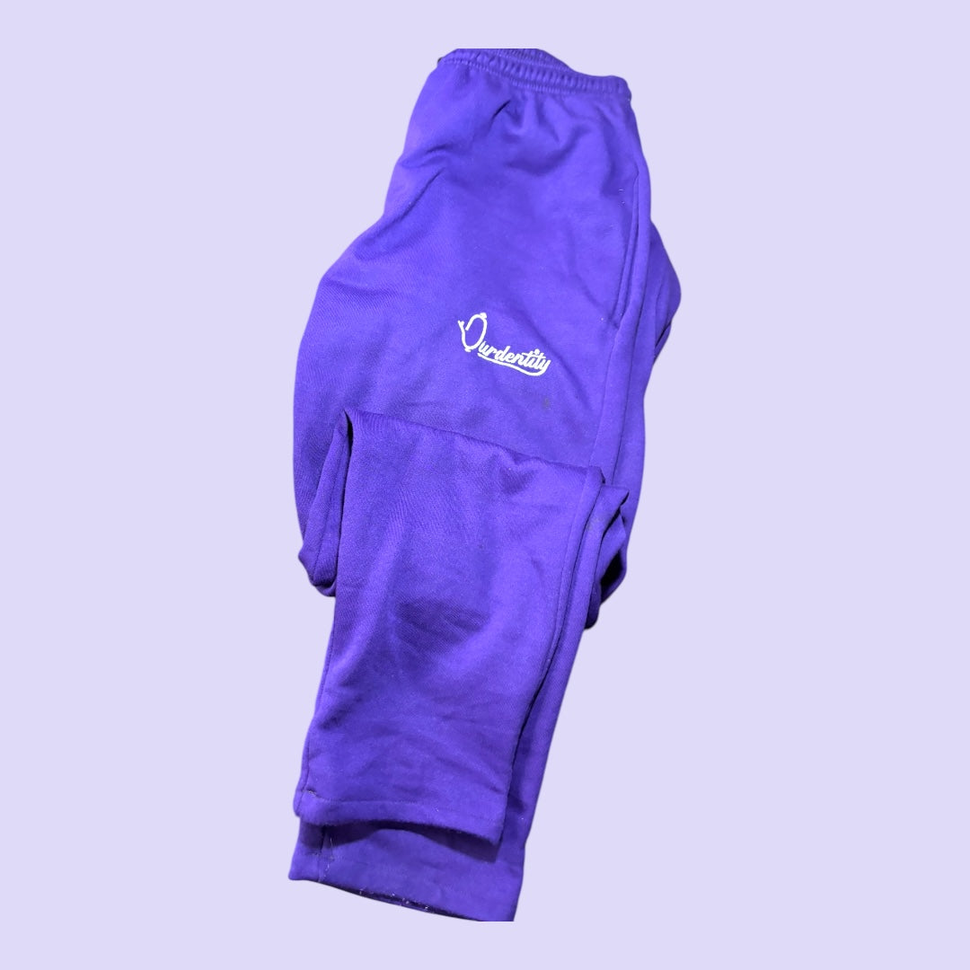 Purple Overhead Tracksuit with Satin Liner Hood and Open Ankle Bottoms