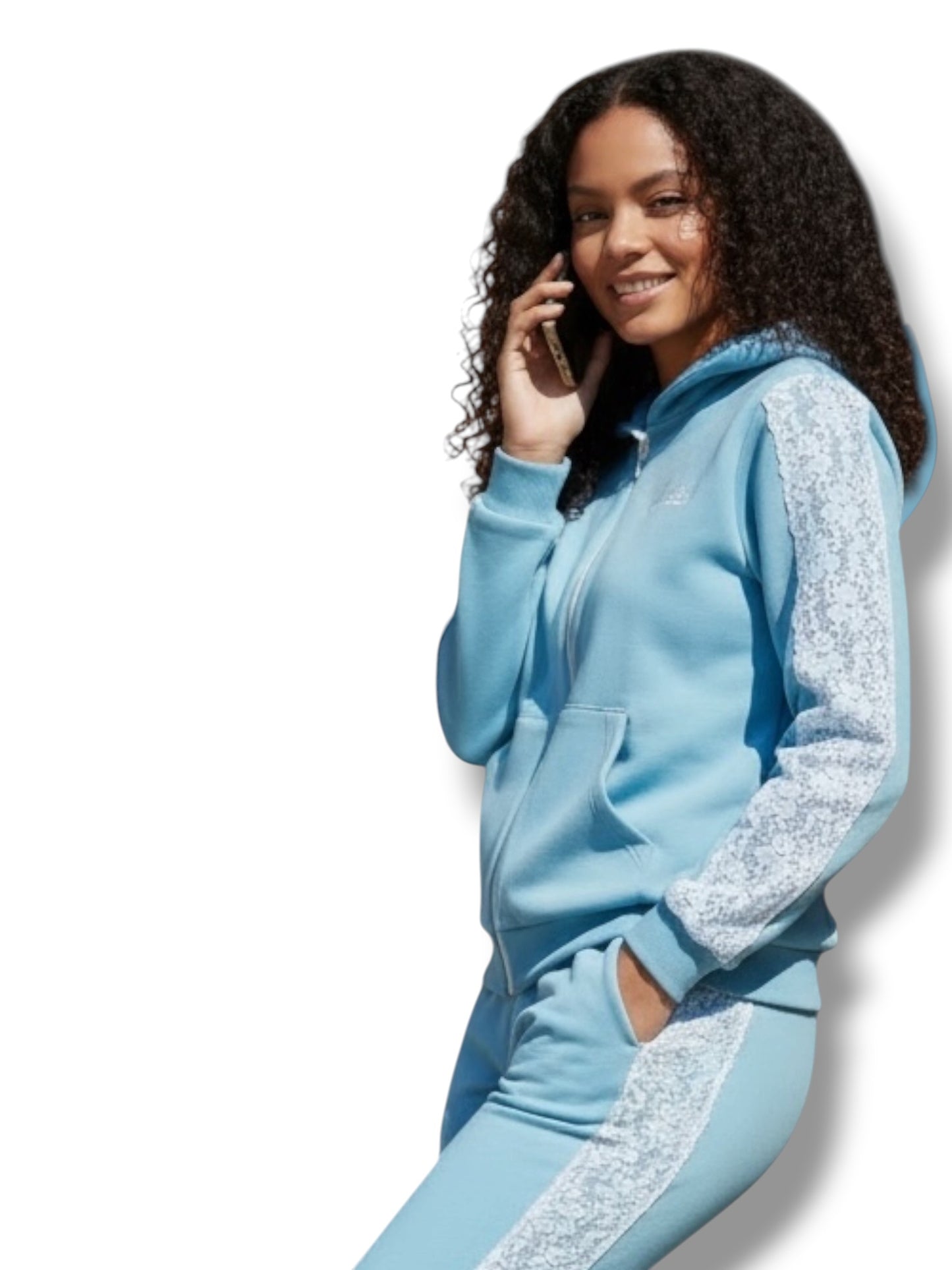 Sky Blue Tracksuit with Lace Detailing and our Signature Satin Lined Hood