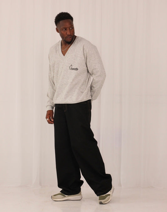 Silver Grey V Neck Jumper