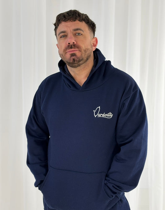 Satin Lined Navy Blue Overhead Hoodie