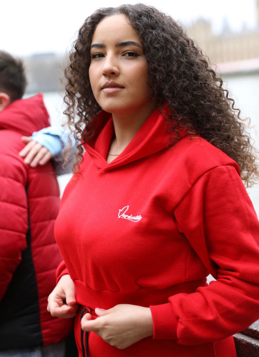Red Crop Overhead Hoodie