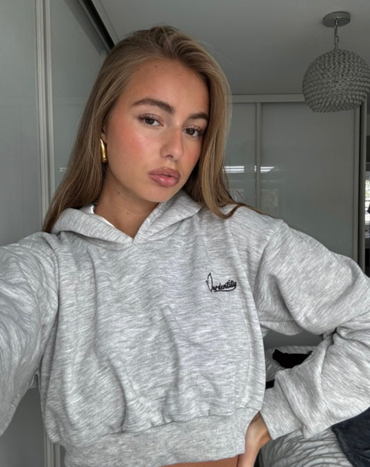 Silver Grey Crop Overhead Hoodie