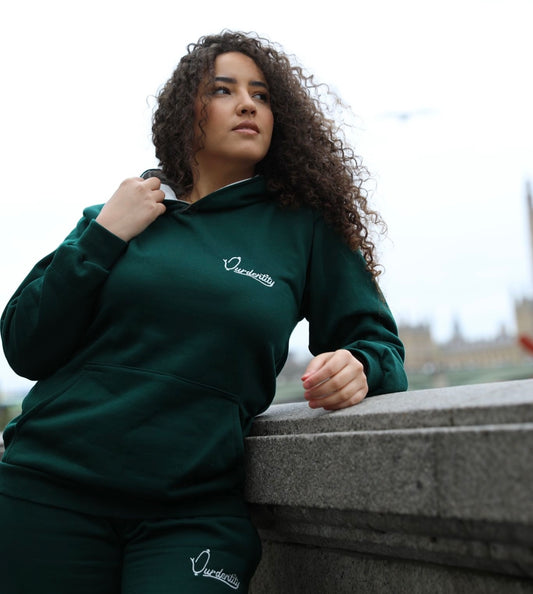 Satin Lined Forest Green Overhead Hoodie
