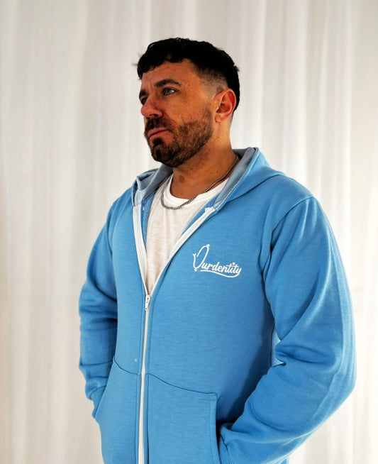 Satin Lined Sky Blue Full Zip Hoodie