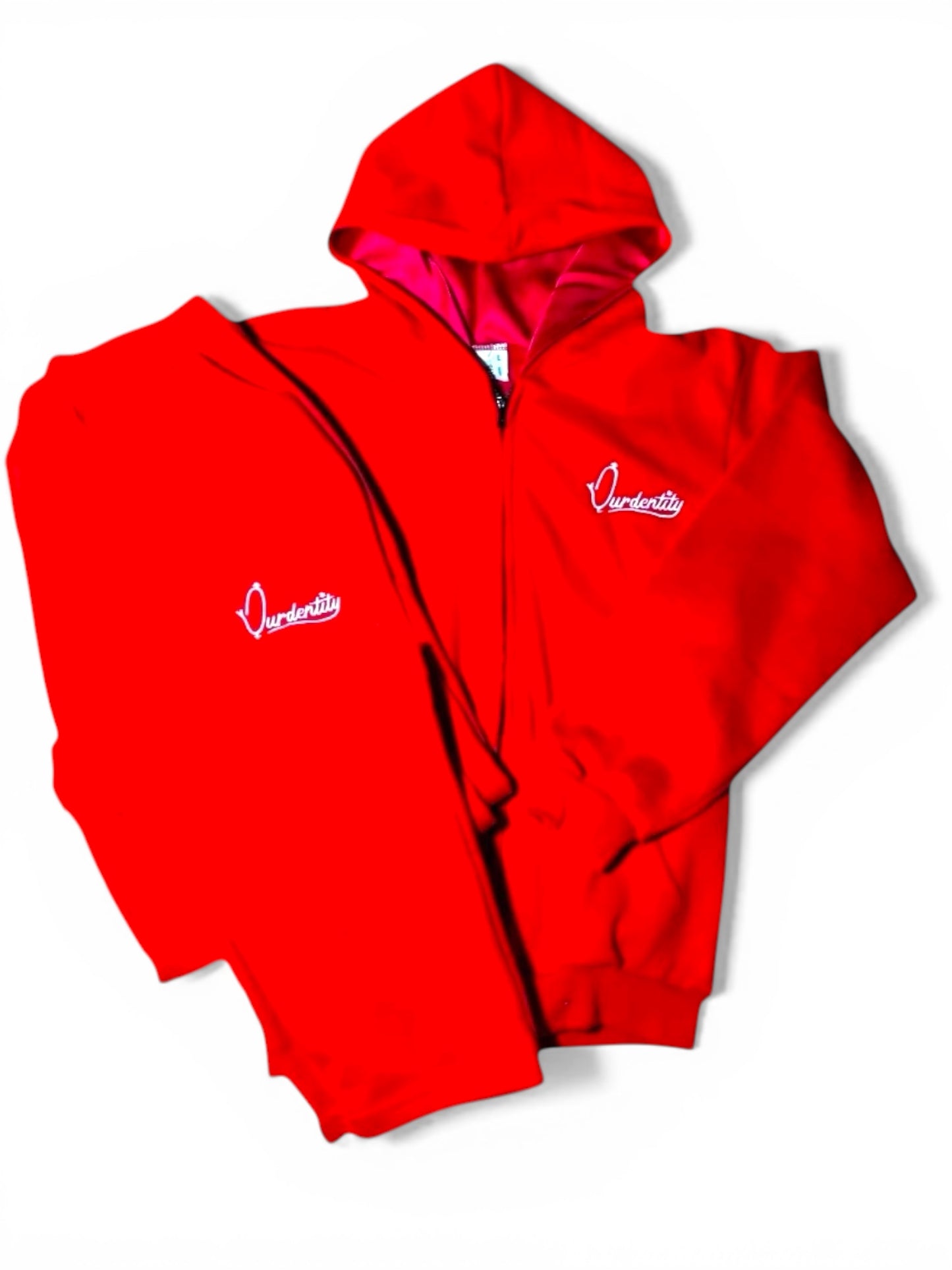 Luxe Red Tracksuit with Satin Lined Hood