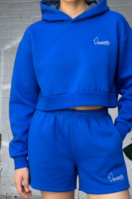 Royal Blue Loungewear Set with our Signature Satin Lined Hood