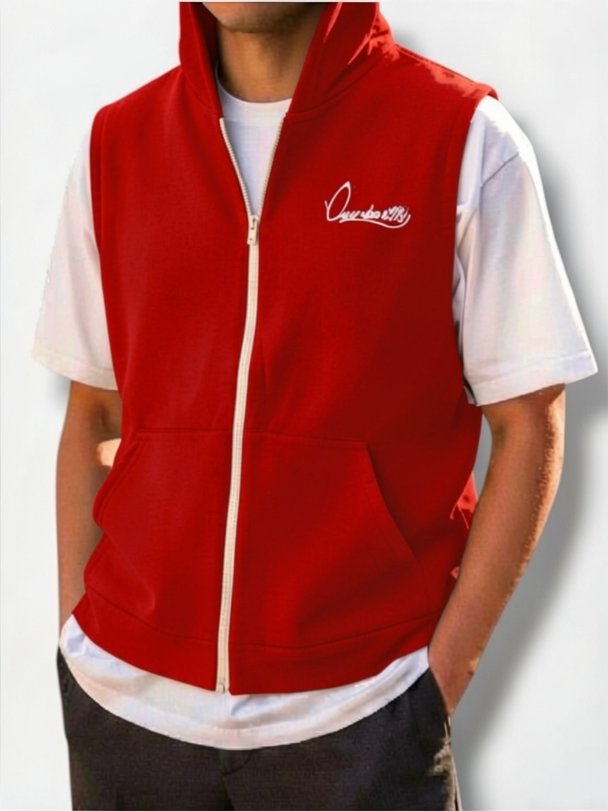 Red Signature Sleeveless Hoodie