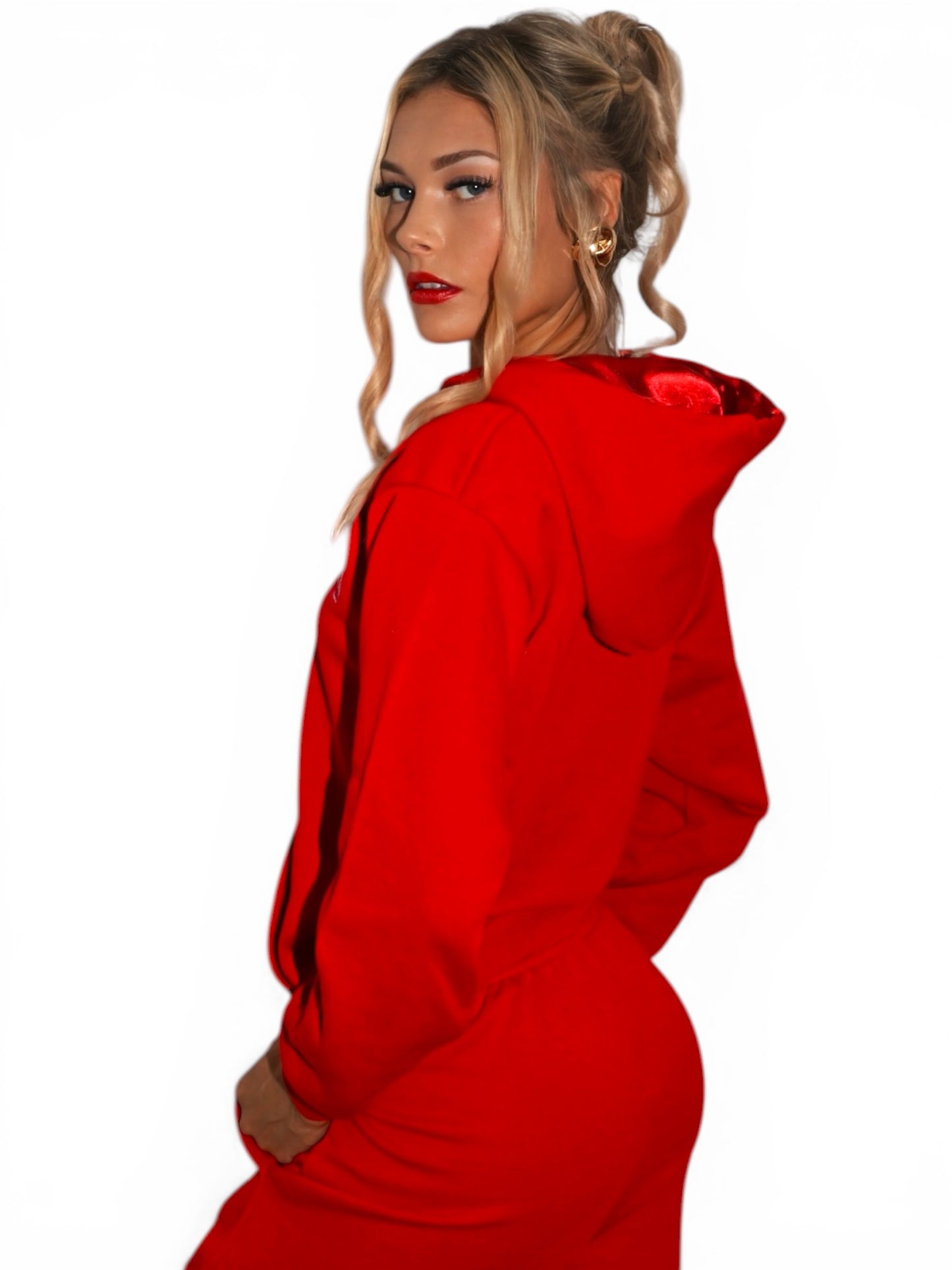 Satin Lined Red Hoodie