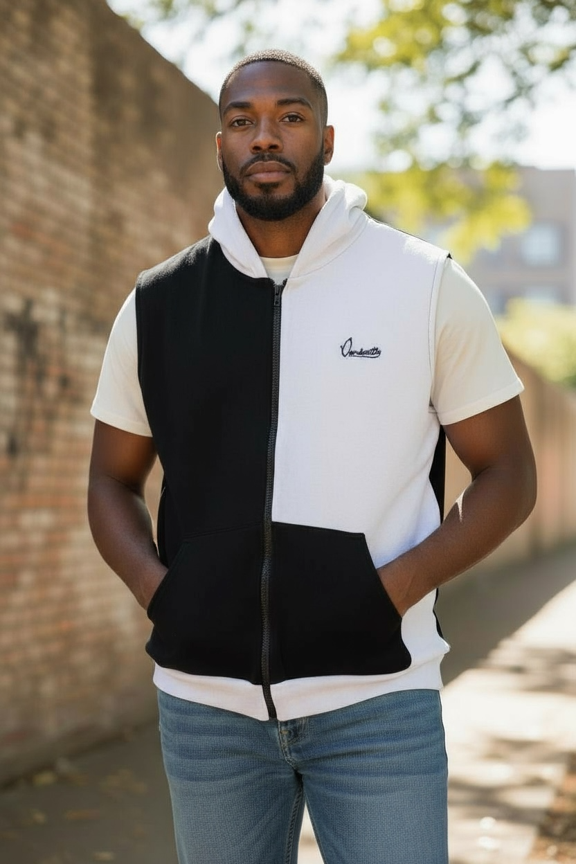 Chequered Sleeveless Hoodie