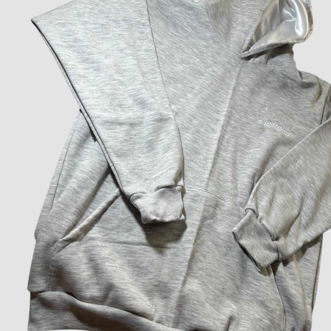 Satin Lined Silver Grey Overhead Hoodie