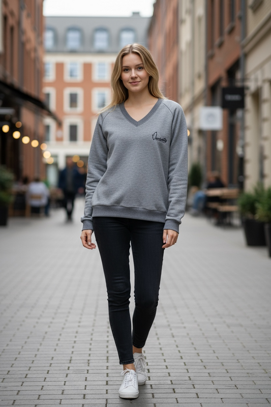 Smoke Grey V Neck Jumper