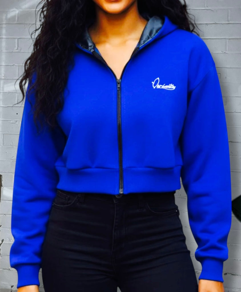 Royal Blue Luxe Crop Hoodie