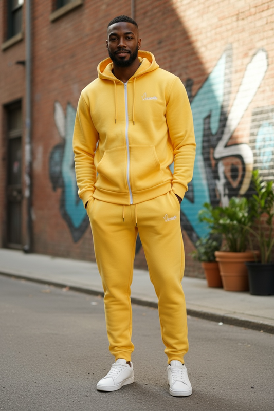 Yellow Full Zip Cuff Bottom Tracksuit
