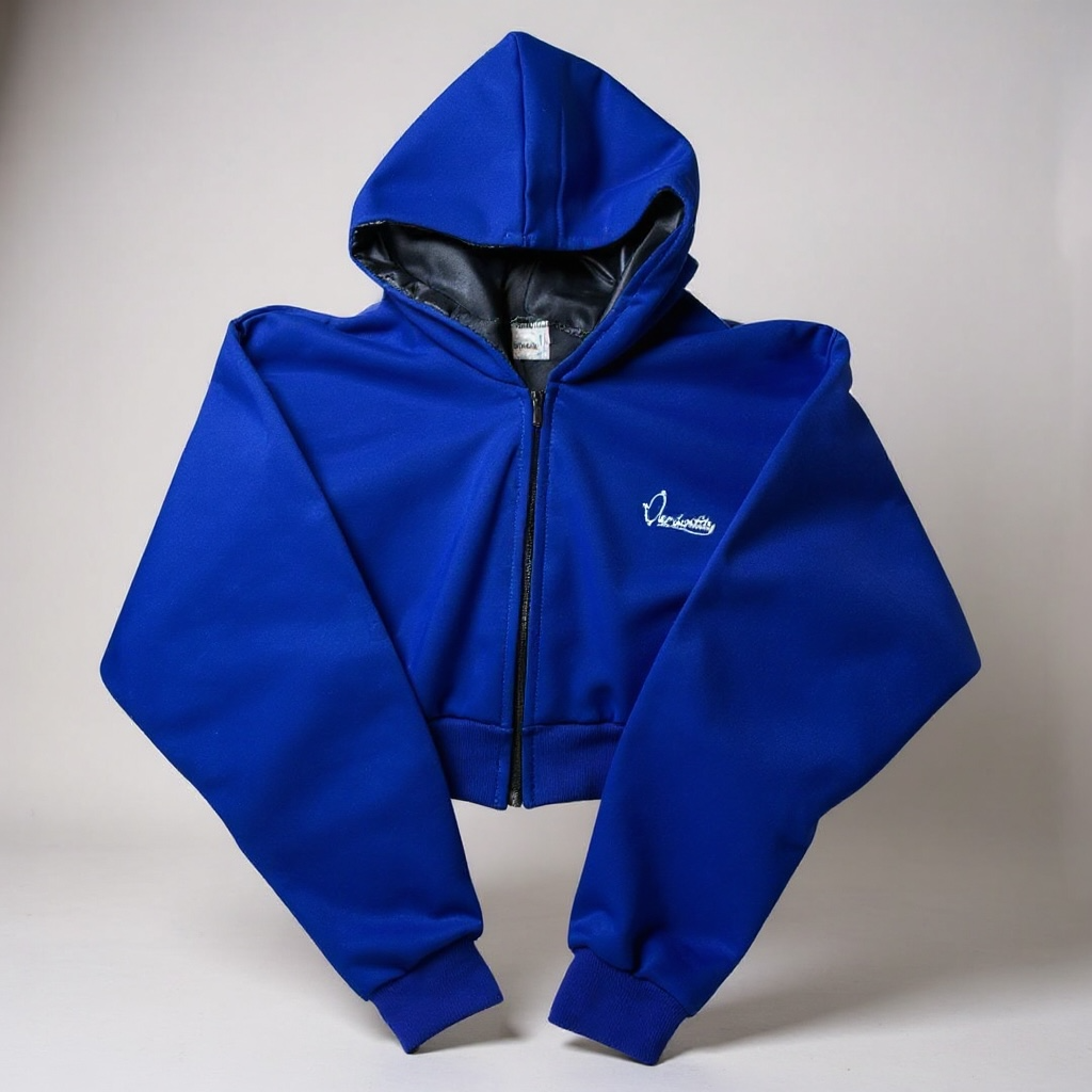 Royal Blue Crop Zip Hoodie