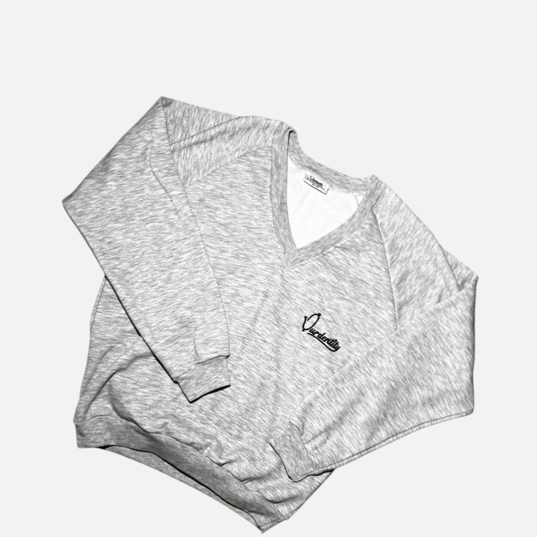 Silver Grey V Neck Jumper