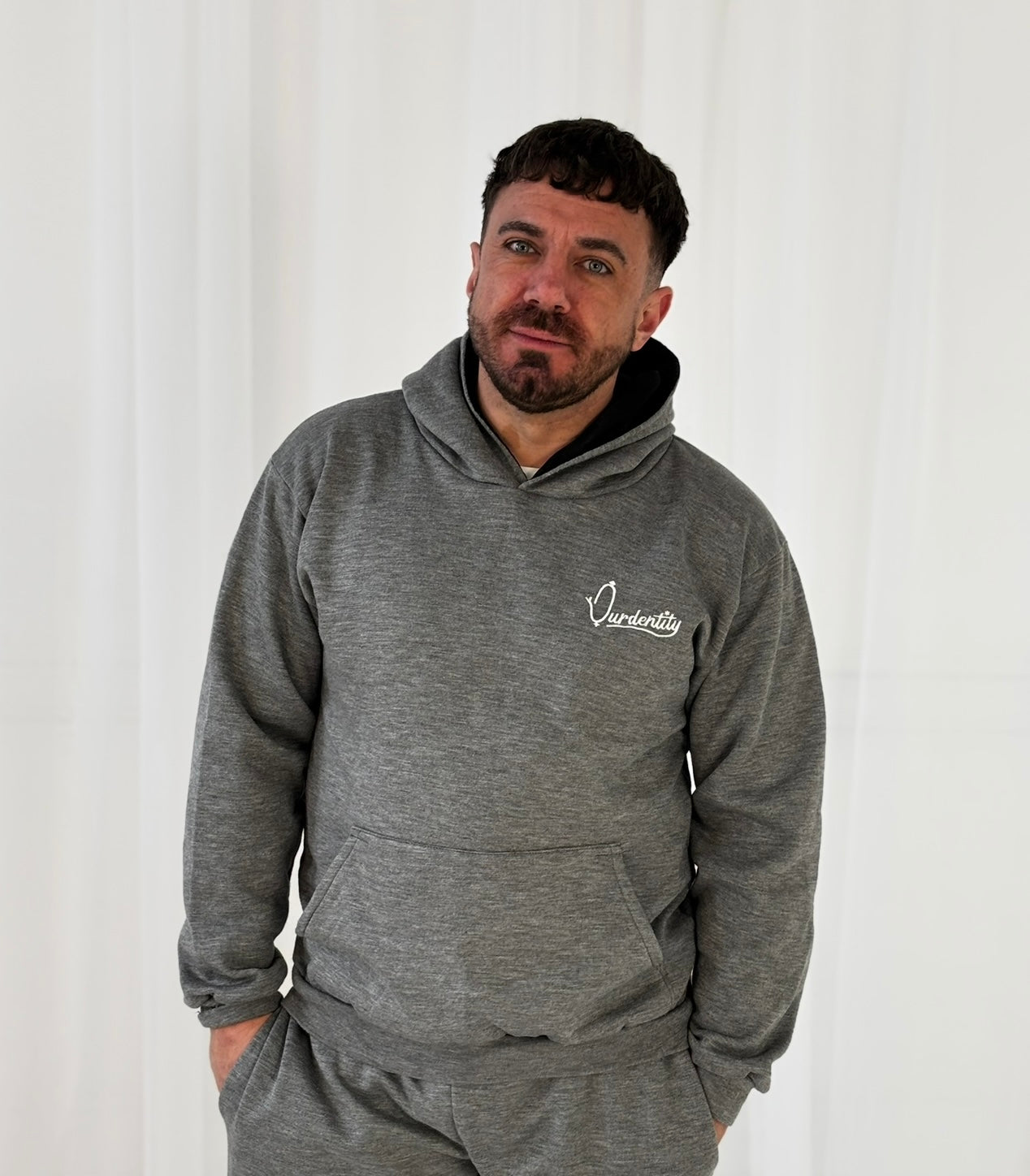 Satin Lined Smoke Grey Overhead Hoodie