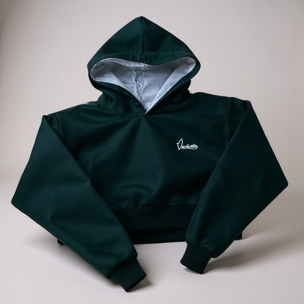 Forest Green Crop Overhead Hoodie