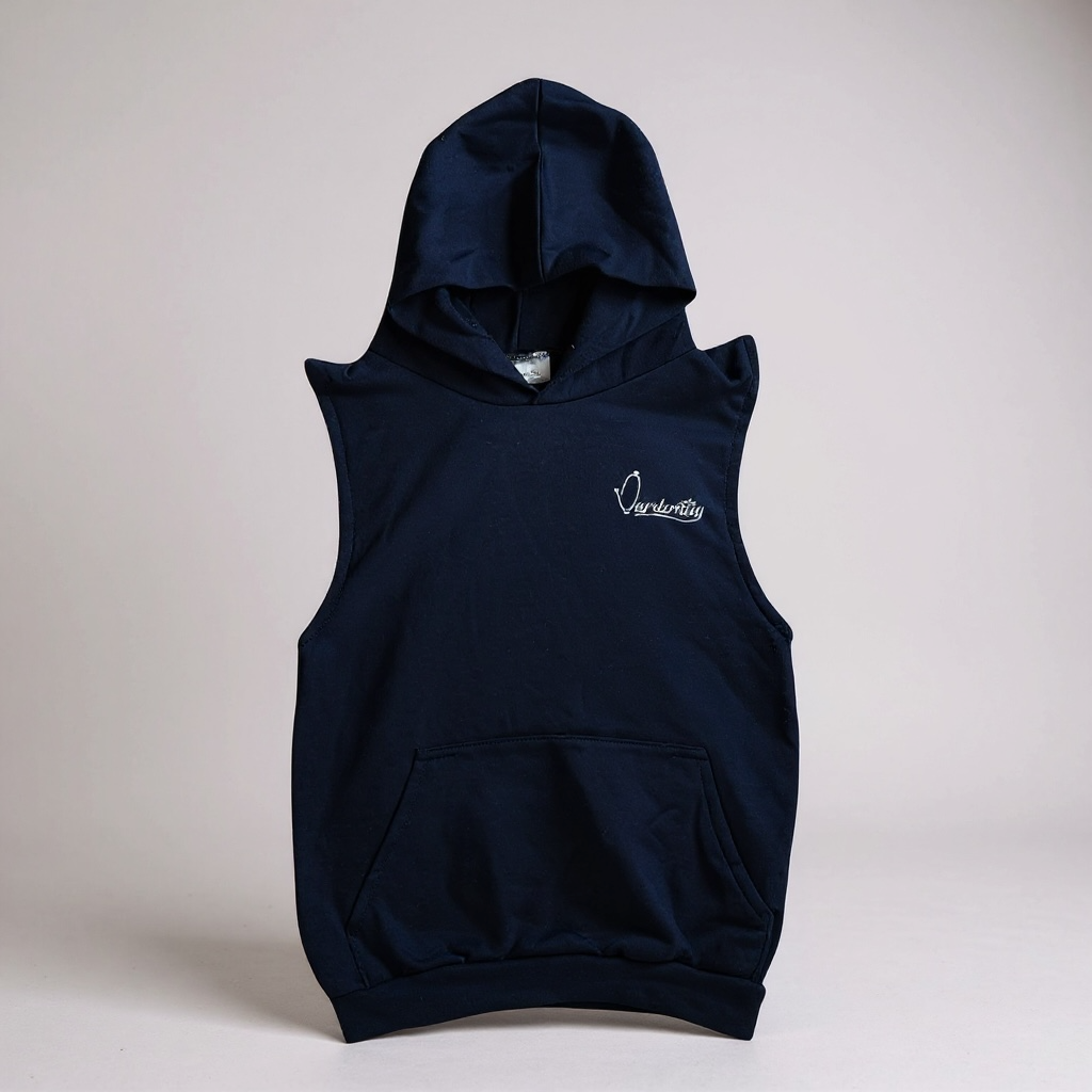 Navy Blue Sleeveless Hoodie