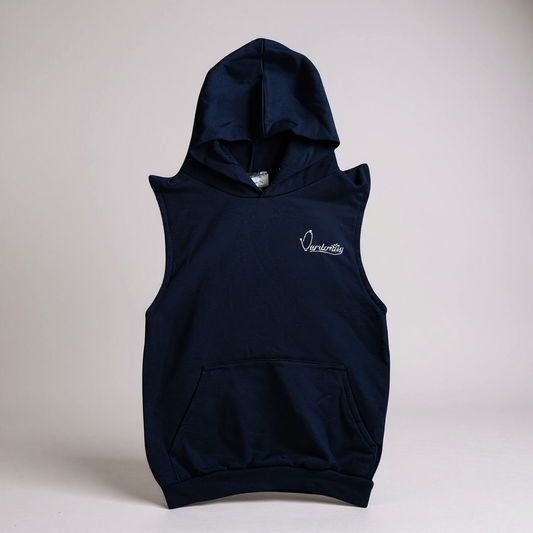 Navy Blue Sleeveless Hoodie