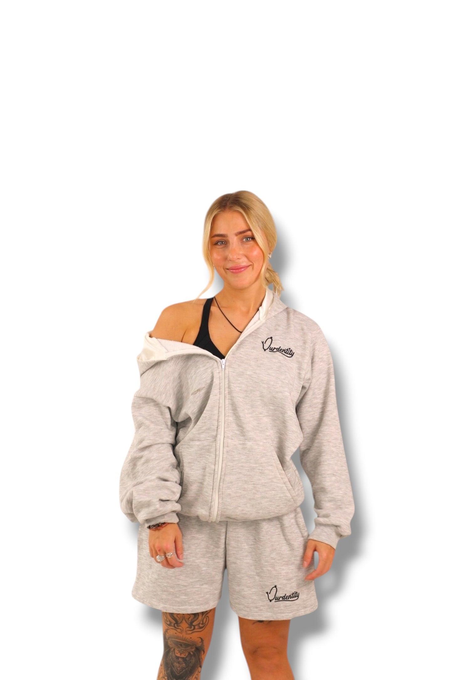 Satin Lined Silver Grey Hoodie