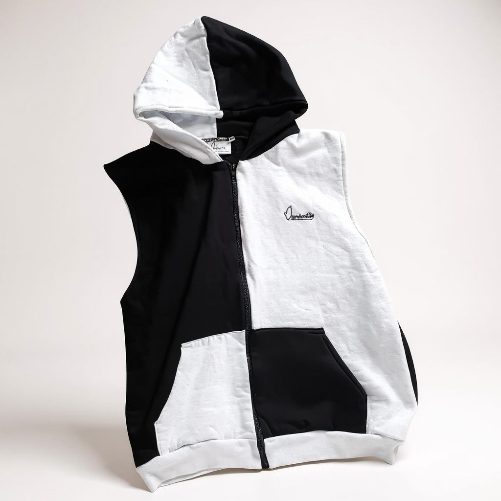Chequered Sleeveless Hoodie
