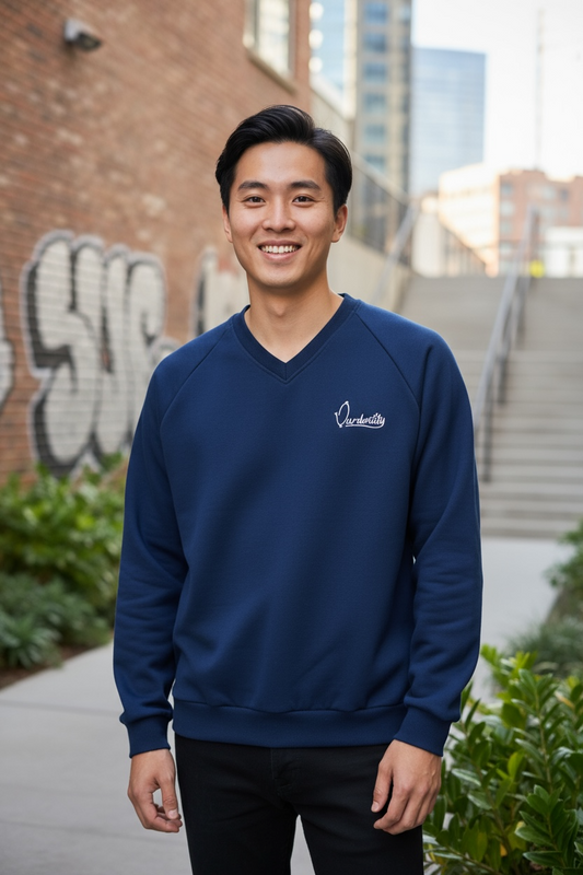 Navy Blue V Neck Jumper