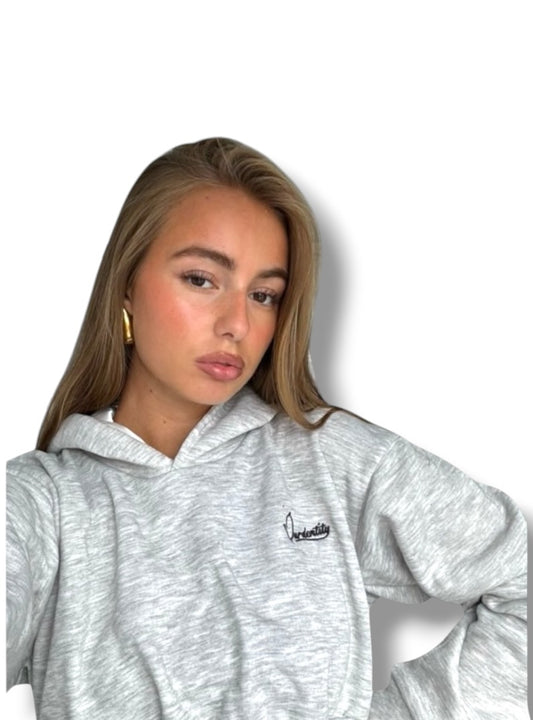 Silver Grey Luxe Crop Hoodie