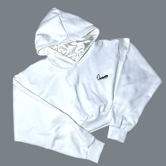 White Crop Overhead Hoodie