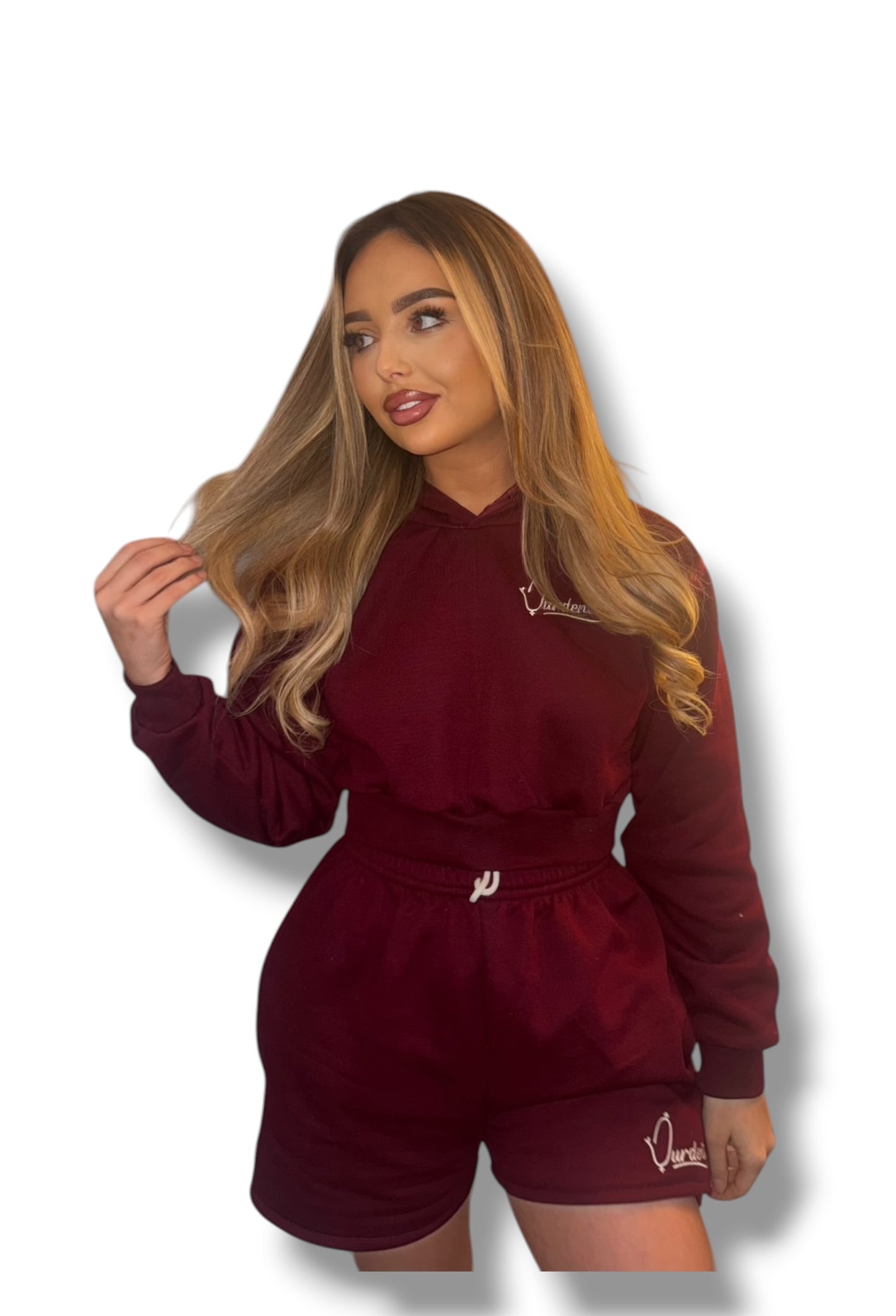 Dark Wine Luxe Crop Hoodie