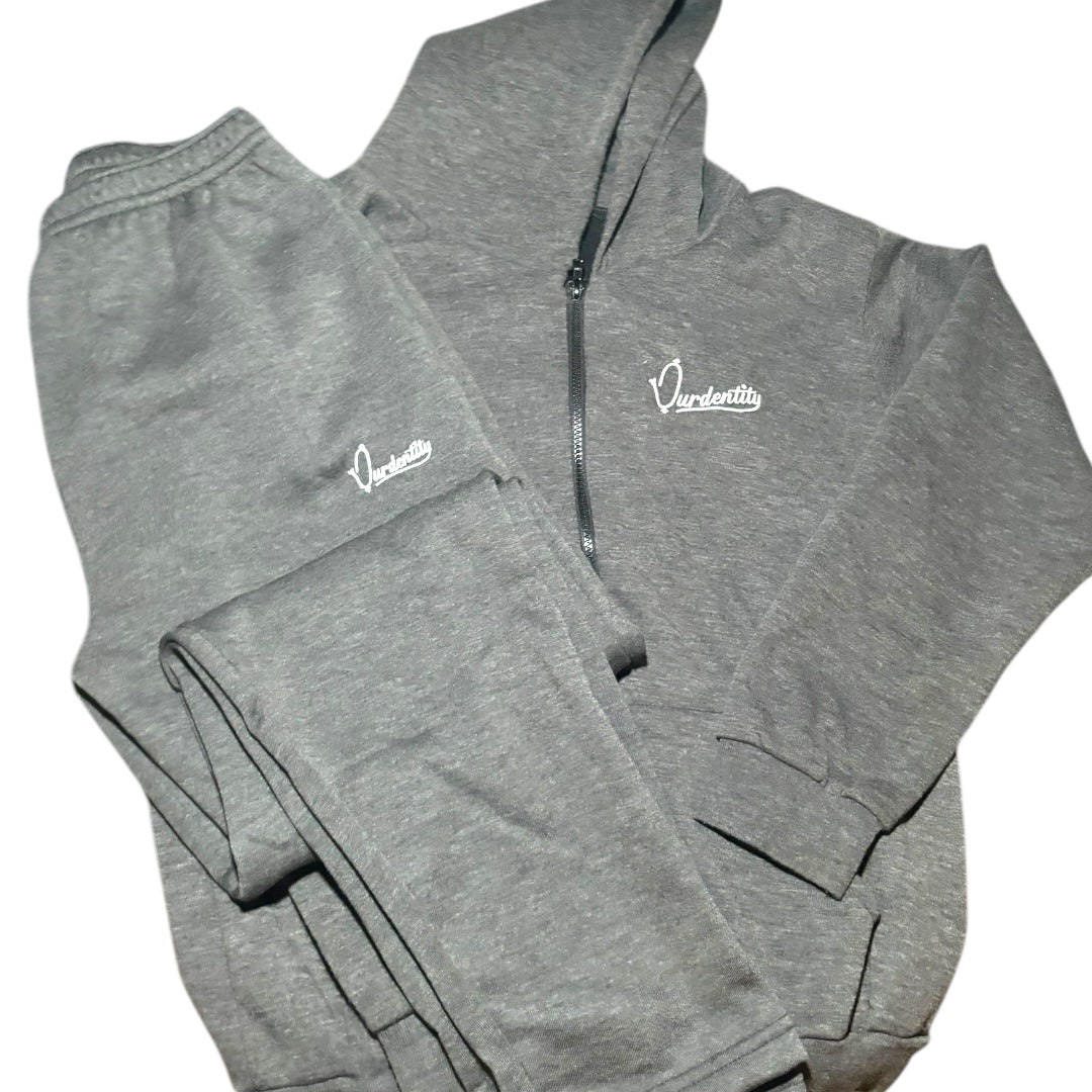 Raven Grey Zip Tracksuit with Open Ankle Bottoms