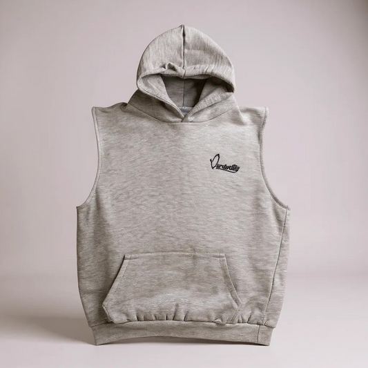 Silver Grey Overhead Sleeveless Hoodie