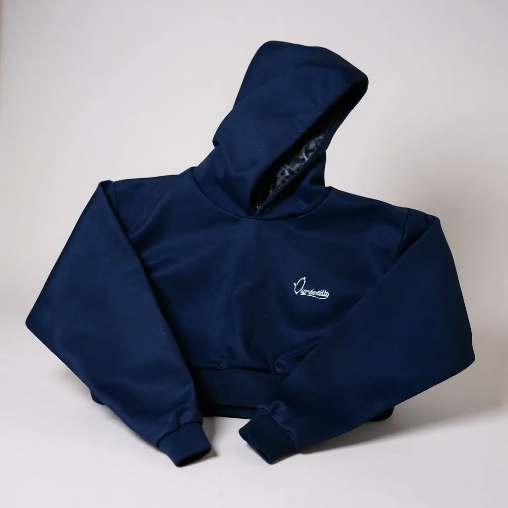 Navy Blue Crop Overhead Hoodie