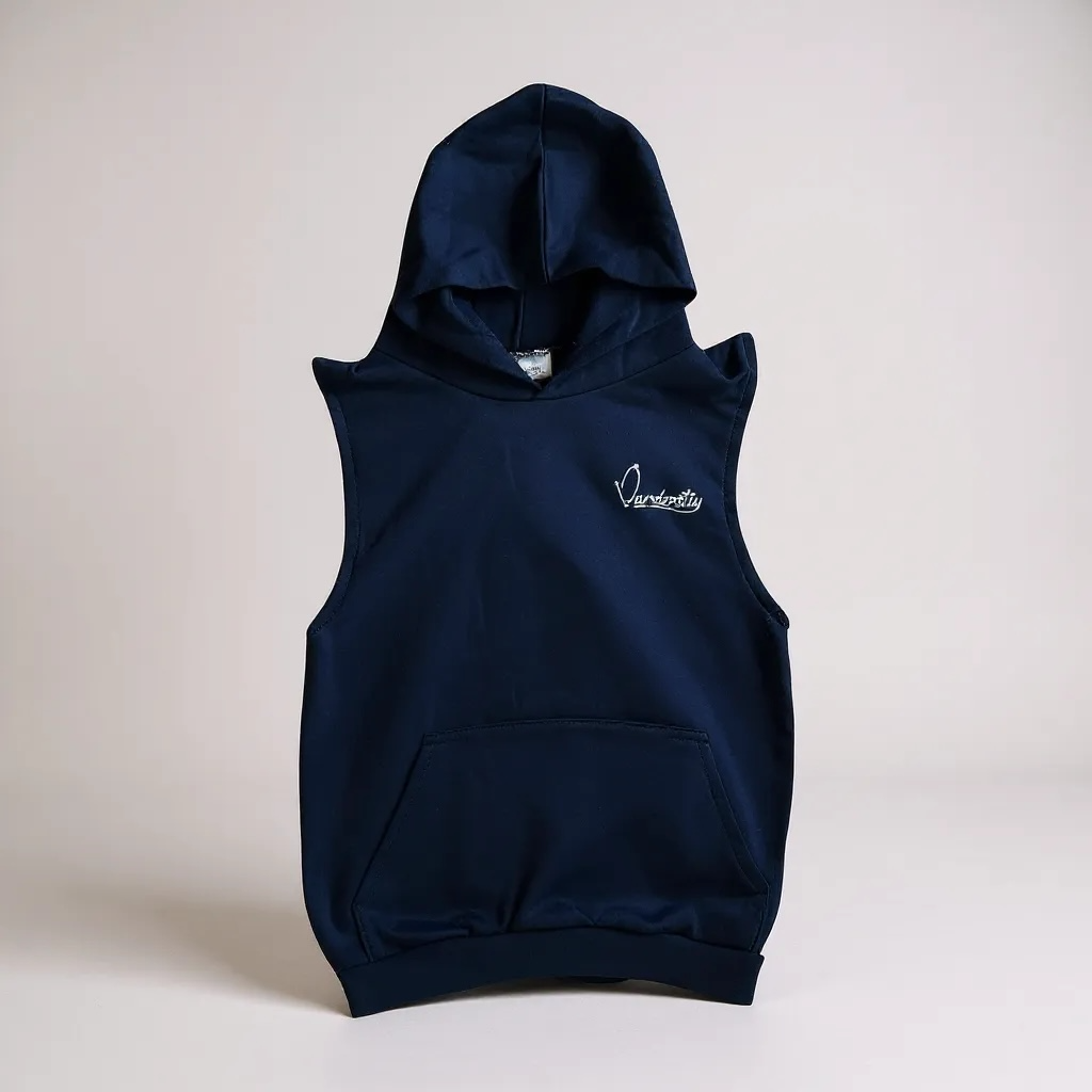 Navy Blue Sleeveless Hoodie