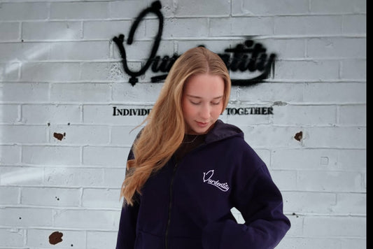 Luxe Navy Blue Tracksuit with Satin Lined Hood