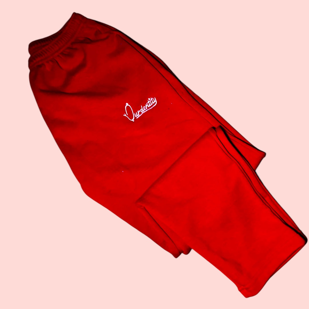 Red Open Ankle Tracksuit Bottoms