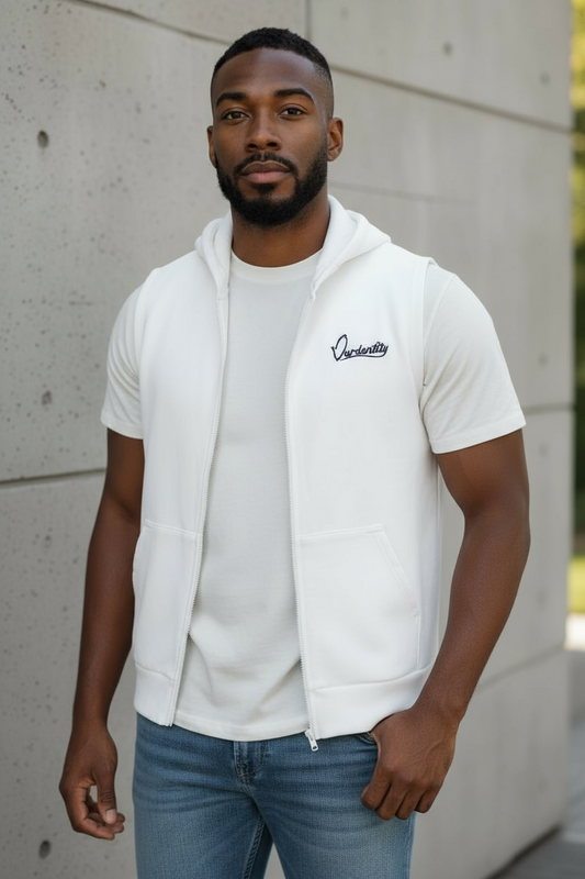 White Sleeveless Hoodie