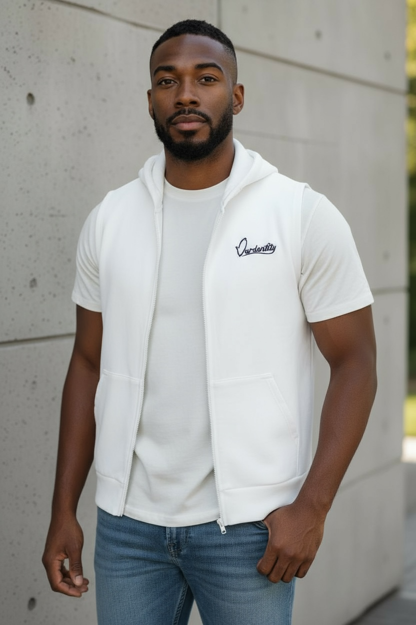 White Sleeveless Hoodie