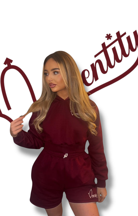 Dark Wine Loungewear Set with our Signature Satin Lined Hood