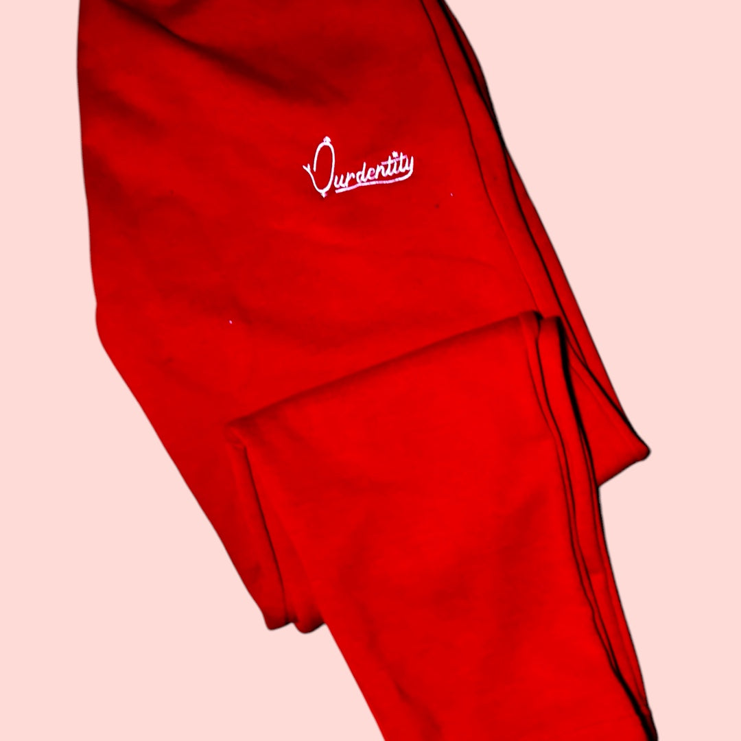 Red Open Ankle Tracksuit Bottoms