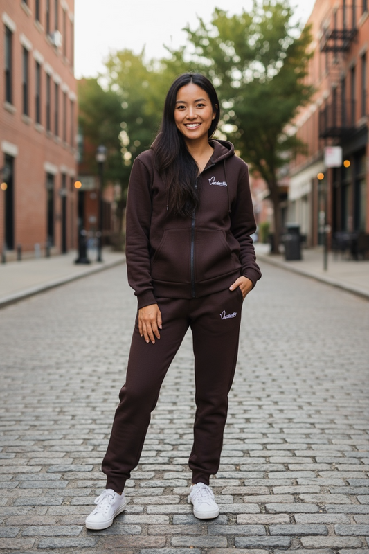Brown Zip Cuffed Bottom Tracksuit