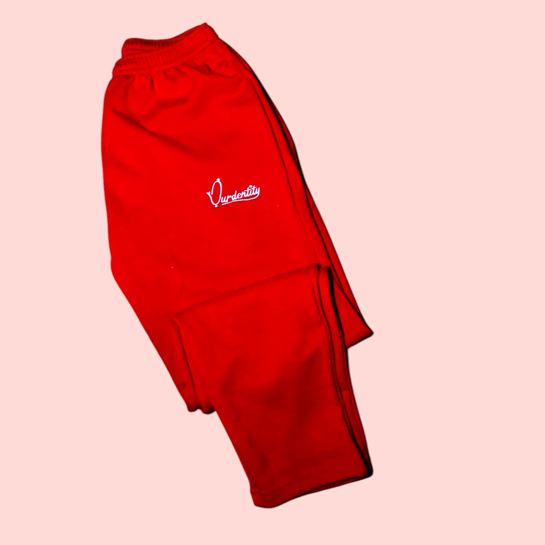 Red Open Ankle Tracksuit Bottoms