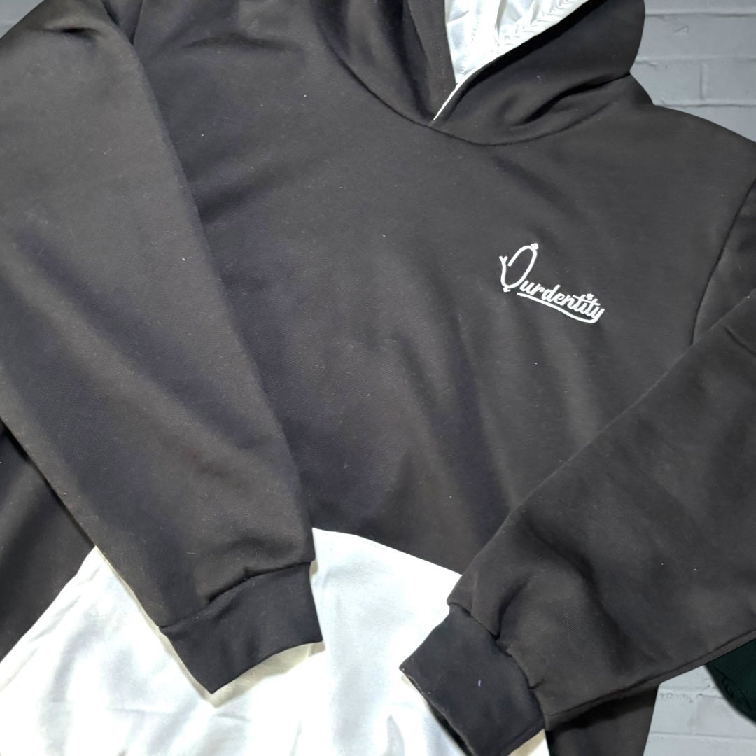 Satin Lined Black and White Hoodie