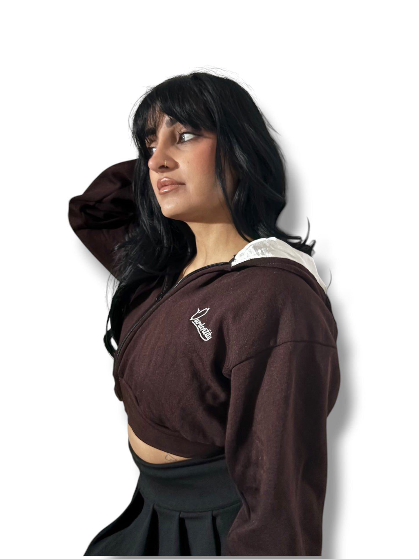 Chocolate Brown Luxe Crop Hoodie