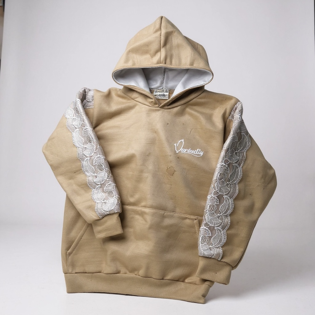 Caramel Tracksuit with Lace Detailing and Satin Lined Hood