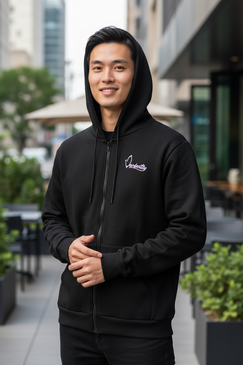 Black full zip hoodie