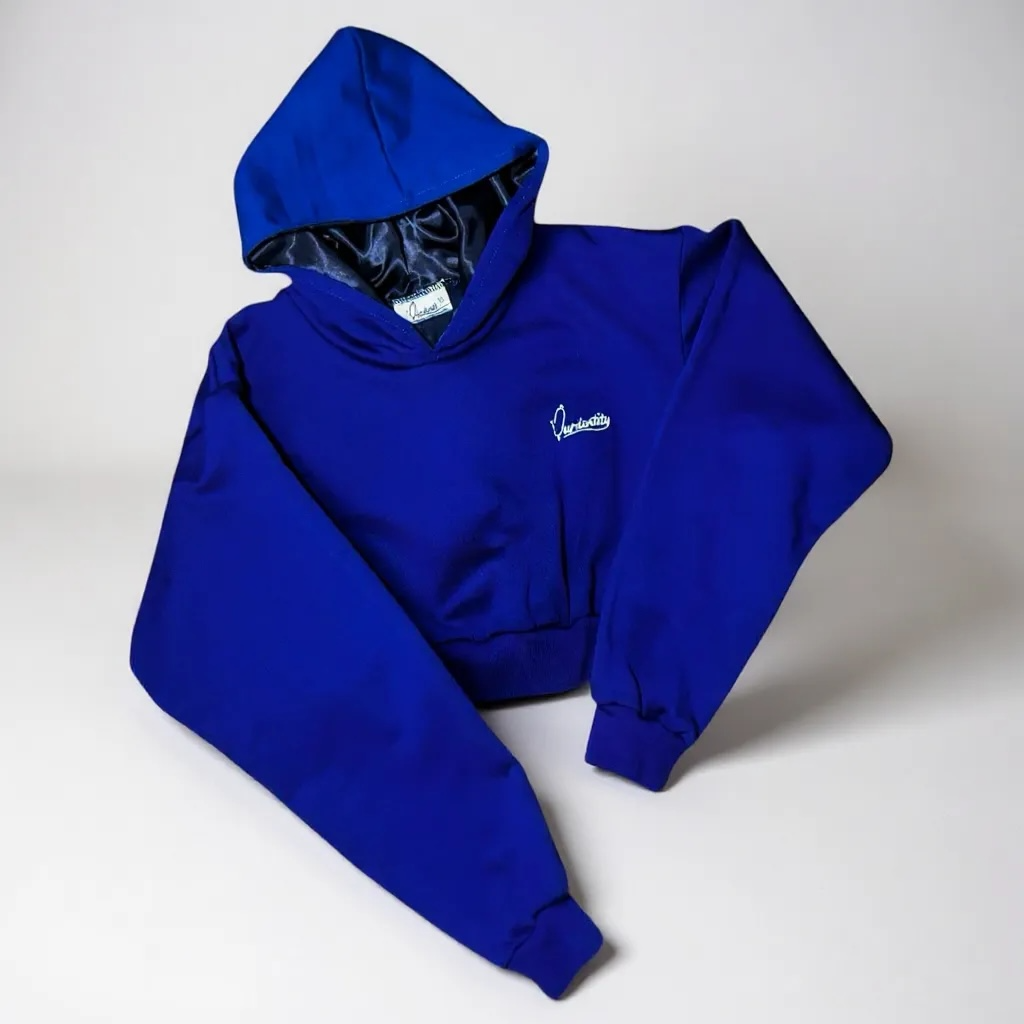 Royal Blue Crop Overhead Hoodie