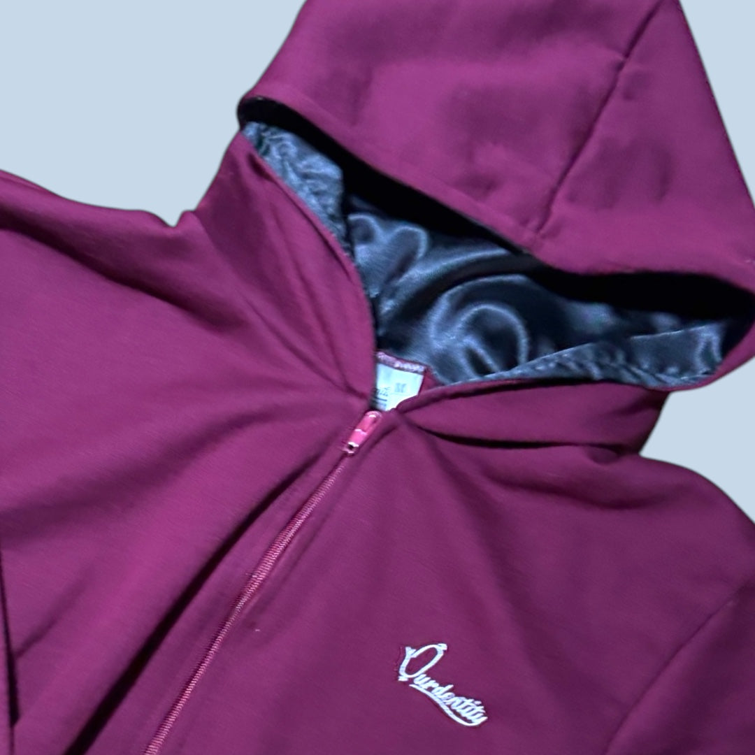 Dark Wine Crop Zip Hoodie